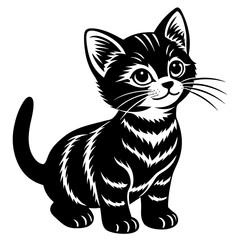the kitten marvels  vector silhouette illustration