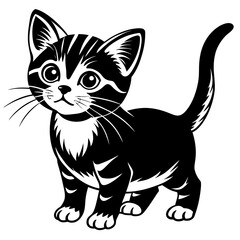 the kitten marvels  vector silhouette illustration