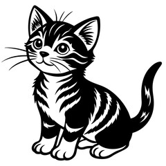 Obraz premium the kitten marvels vector silhouette illustration