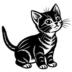 the kitten marvels  vector silhouette illustration