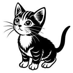the kitten marvels  vector silhouette illustration