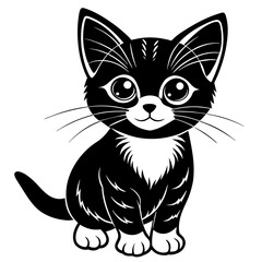the kitten marvels  vector silhouette illustration