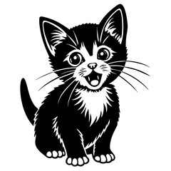 the kitten marvels  vector silhouette illustration