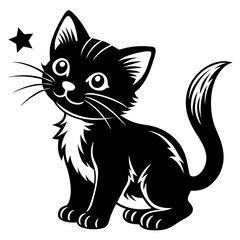 Obraz premium the kitten marvels vector silhouette illustration