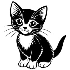 the kitten marvels  vector silhouette illustration
