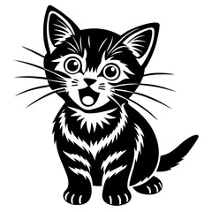 the kitten marvels  vector silhouette illustration