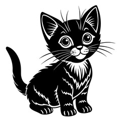 the kitten marvels  vector silhouette illustration
