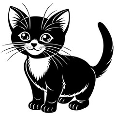 Obraz premium the kitten marvels vector silhouette illustration