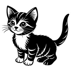 Fototapeta premium the kitten marvels vector silhouette illustration