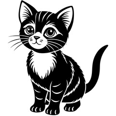 the kitten marvels  vector silhouette illustration