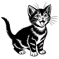 the kitten marvels  vector silhouette illustration