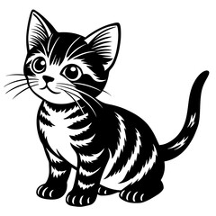 the kitten marvels  vector silhouette illustration