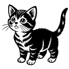 the kitten marvels  vector silhouette illustration