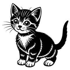 the kitten marvels  vector silhouette illustration