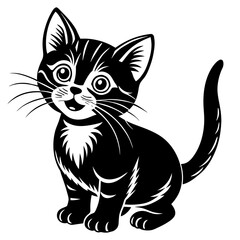 the kitten marvels  vector silhouette illustration