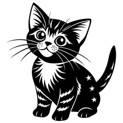 the kitten marvels  vector silhouette illustration