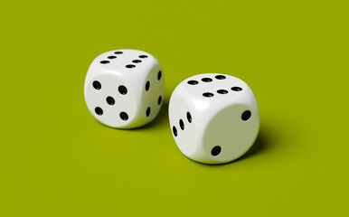 Two dice with sixes up