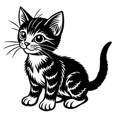the kitten marvels  vector silhouette illustration