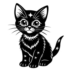 the kitten marvels  vector silhouette illustration
