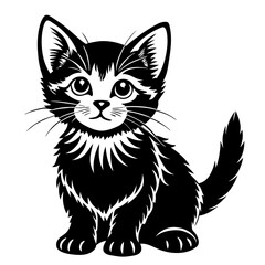 the kitten marvels  vector silhouette illustration
