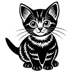 Obraz premium the kitten marvels vector silhouette illustration