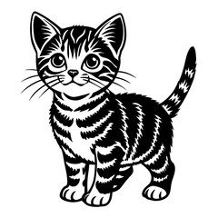 the kitten marvels  vector silhouette illustration