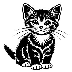 the kitten marvels  vector silhouette illustration