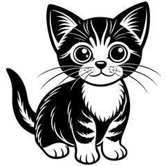 the kitten marvels  vector silhouette illustration