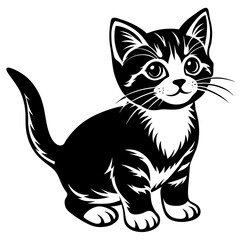the kitten marvels  vector silhouette illustration