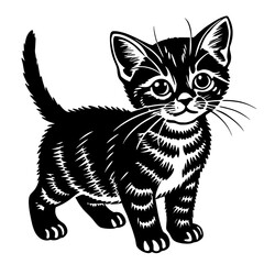 Obraz premium the kitten marvels vector silhouette illustration