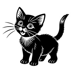 the kitten marvels  vector silhouette illustration