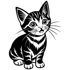 the kitten marvels  vector silhouette illustration