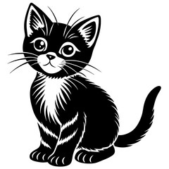 the kitten marvels  vector silhouette illustration