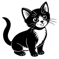 Obraz premium the kitten marvels vector silhouette illustration