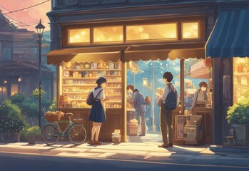 illustration of a person and the sparkle of big and small stars in anime and cartoon style