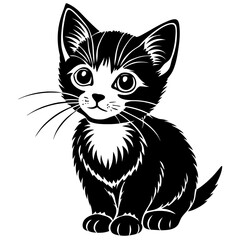 the kitten marvels  vector silhouette illustration