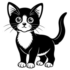 the kitten marvels  vector silhouette illustration