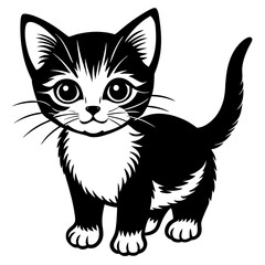 the kitten marvels  vector silhouette illustration