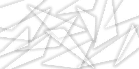 Abstract Minimal Geometric background with triangular bright light with soft shadows as pattern. White minimal line design. baseness technology and communication concept Decoration arrow design.