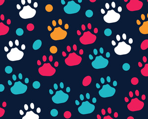 seamless pattern with cat paw