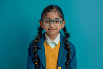 young happy indian school girl posing