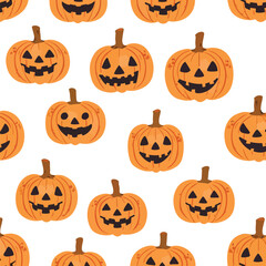 seamless pattern pumpkin face vector