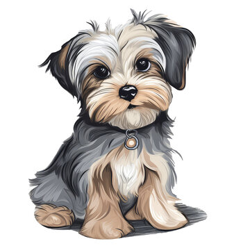 Watercolor Illustration of Morkie Dog