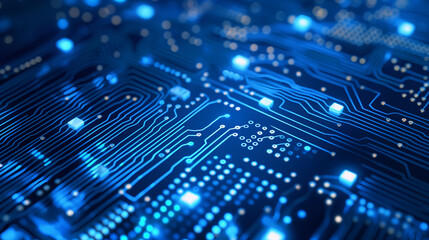 Circuit board and code orange and blue technology background PCB technology background and code Futuristic server code processing circuit board 3D illustration