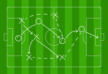 Football pitch. Soccer field line style. Black outline court and stadium scheme on white background. Football match, league scheme. Vector