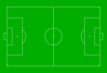 Football pitch. Soccer field line style. Black outline court and stadium scheme on white background. Football match, league scheme. Vector