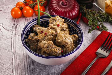 Beef liver with cream sauce