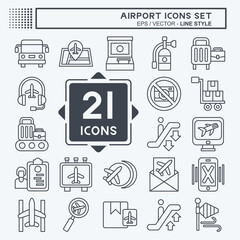 Icon Set Airport. related to Airport symbol. line style. simple design illustration