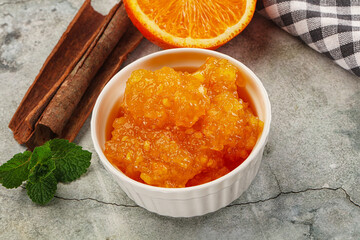 Tasty homemade Orange jam in the bowl