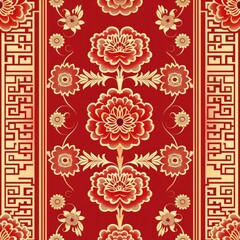 Design a seamless background with traditional Chinese patterns and motifs, suitable for use as a repeating pattern, a seamless pattern